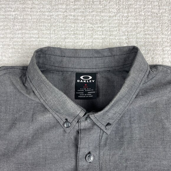 Oakley Shirt Gray Color Block Button down Long Sleeve Men Sz M Slim Fit - Picture 7 of 16